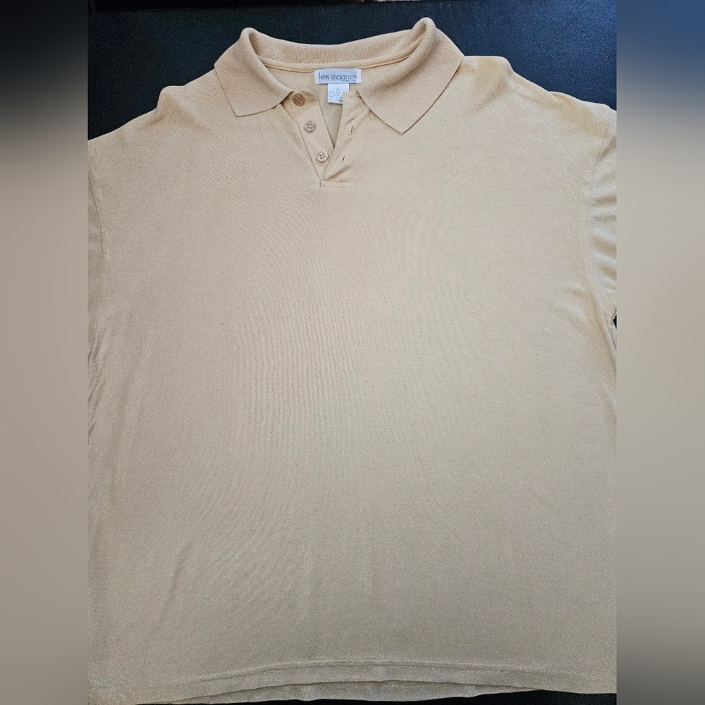 Vintage - Silk Lew Magram Yellow Polo Shirt - Size XL - Like New.